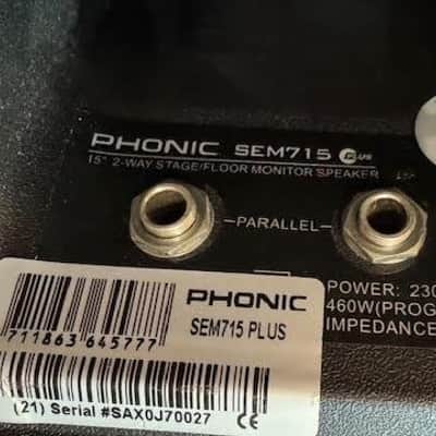 Phonic PAIR of SEM715 Plus 15" 2-Way 230W 8ohm Stage/Floor Monitor Speakers (Used) image 10