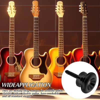 4 PCS Guitar Strap Buttons Black Guitar Strap Lock Buttons Mushrooms Head Guitar Strap Button Electric Guitar Strap Locks Guitar Security Lock for Guitar Bass Ukulele image 5