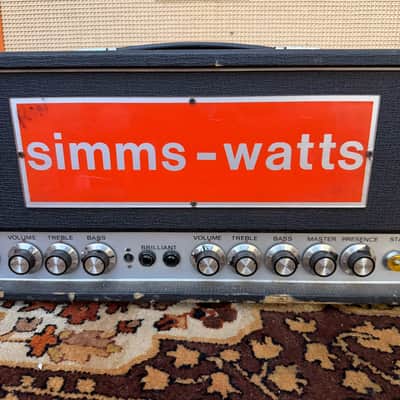Vintage 1969 1970 Simms Watts AP100 MK1 100w Valve Amplifier Head 1970s image 2