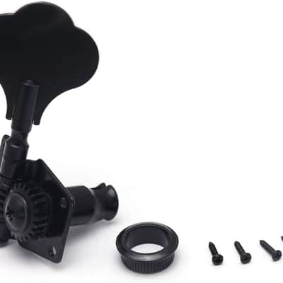 4pcs Open Gear Bass Tuners – 2L 2R Machine Heads for Fender Precision & Jazz Bass (Black)) image 2