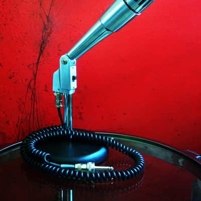 Vintage 1960's Lafayette 99-45460 dynamic Satin Chrome microphone w desk stand & cable Lafayette Olson Midland # 1 image 1