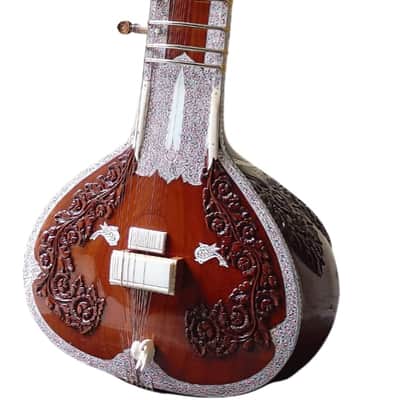 Sitar Gulab Patta Indian Brown Sitar 7 Main String 13 Vibration With Bag Musical Instruments Gift For Professional Player and Beginners image 4
