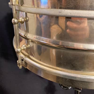 Slingerland 1930s - 5x14" Nickel Over Brass 6 Tube Lug Snare Drum image 5