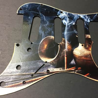 FTGP Relic Incense wood art pickguard for Stratocaster plus sticker image 1