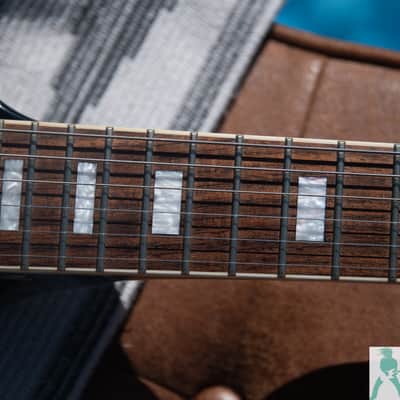 2005 Edwards  E-FV-CTM - Black Flying V w Block Inlays & Mirror Pickguard - EMG H4 & Seymour Duncan PU's - Pro Set Up w Perfect Frets/Action/Intonation! image 11
