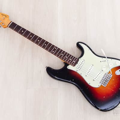 1961 Fender Stratocaster Vintage Guitar Sunburst Slab Board w/ Flame Neck, Hangtag, Strap & Case image 12