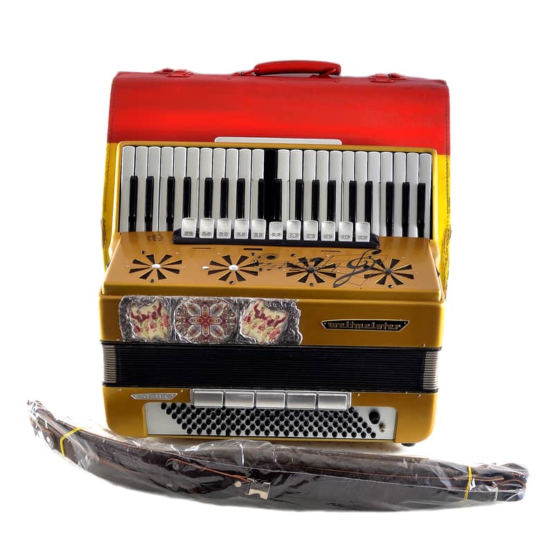 Custom Made Top Professional ACCORDION WELTMEISTER STELLA 120 bass, 16 reg. + Hard Case & New High Quality Leather Shoulder Straps ~ Refurbished - Certificate -VIDEO image 1