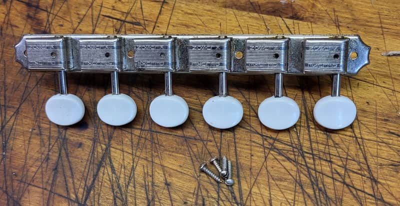 Vintage 1969 Kluson Deluxe Double Line 6 in a line Guitar Tuners Luthier Parts image 1