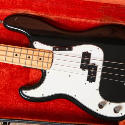 1975 LEFTY Fender Precision Bass Black with White Pickguard image 4