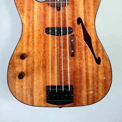 Lefty Warmoth Custom-T Telecaster Bass with Koa Top and Rosewood Neck image 1