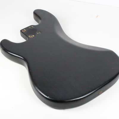 1966 Vintage Fender Precision Bass Project BODY Lightweight 4.4 LBS ~Refin~ Black PBass 1960s USA w/Original Neck Plate image 11