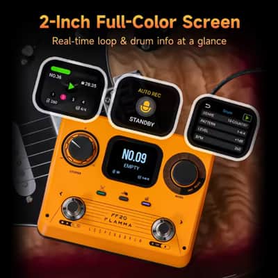 FLAMMA FF20 Looper Pedal Drum Machine, Drum Looper Guitar Pedal with Screen, 300 Min Recording, 220 Drum Grooves, 100 Loop Slots, Time Stretch, Auto Record, USB & Headphone Out, for Guitar and Bass image 5