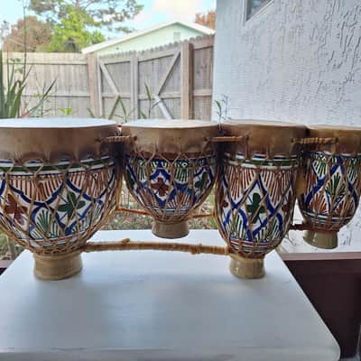 RARE Vintage One of a Kind African terracotta Tam-Tam drum made in Moroccan image 2