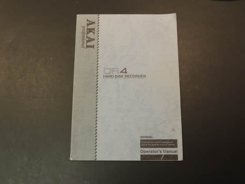 Akai DR4 Hard Disk Recorder Operator's Manual [Three Wave Music] image 1