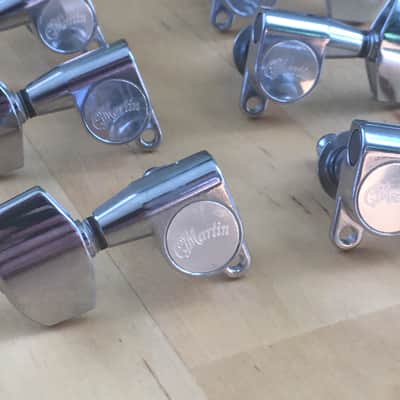 6 Genuine “Martin” Logo Acoustic Guitar Bolt On Chrome Tuners D35 HD28 Low Tab image 3