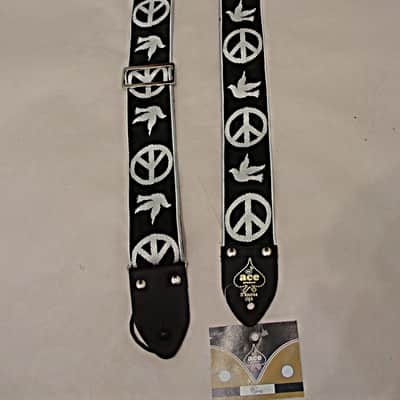 D'andrea Ace Reissue ACE6 Peace Jacquard Weave 2" wide Guitar Strap 2016 Black / White image 1