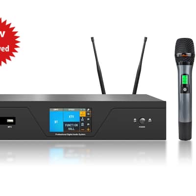 IDOlpro IP-300 7000W Touch Screen Monitor Professional Digital Amplifier Equipped With Dual Wireless Microphones, DSP Sound Professor, Optical/HDMI/Bluetooth/Sub Output image 1