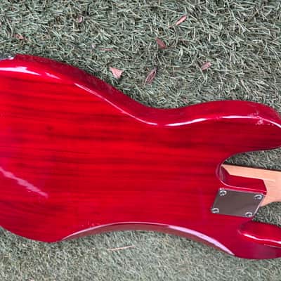 Standell Bass P/J style   Transparent Red Bird’s Beak Headstock *NOT A STANDEL * image 7