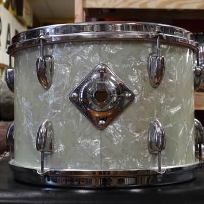 1960s Slingerland Gene Krupa Deluxe Outfit in White Marine Pearl 14x20 9x13 16x16 image 14