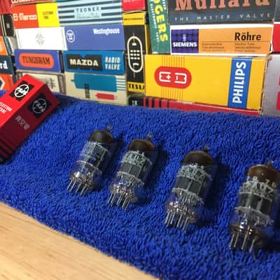 4 NOS Matched Matsu/Mullard 12AU7 ECC82 Vintage Preamp Audio Tubes ~ Legendary Smooth Tone Quad ~ Direct Japan Import Authentic ~ Several Quads In Stock image 3