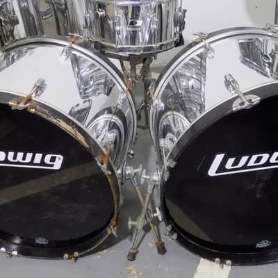 1988 Ludwig Rockers Power Plus LR-2220-RM 11 Piece Chrome over Maple Kit w/ Stands & Pedals image 8