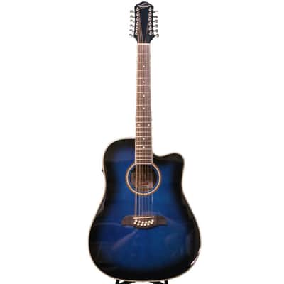 Oscar Schmidt OD312CETBL 12-String with Electronics Trans Blue
