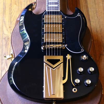 Gibson SG Custom 3-Pickup SGS3 Black w/Gold Hardware, Maestro Sideways Vibrato Tremolo, Case, COA image 1
