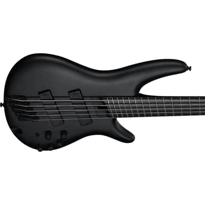 Ibanez SRMS625EX Iron Label 5-String Multi-Scale Bass w/ Bartolini Pickups - Black Flat image 5