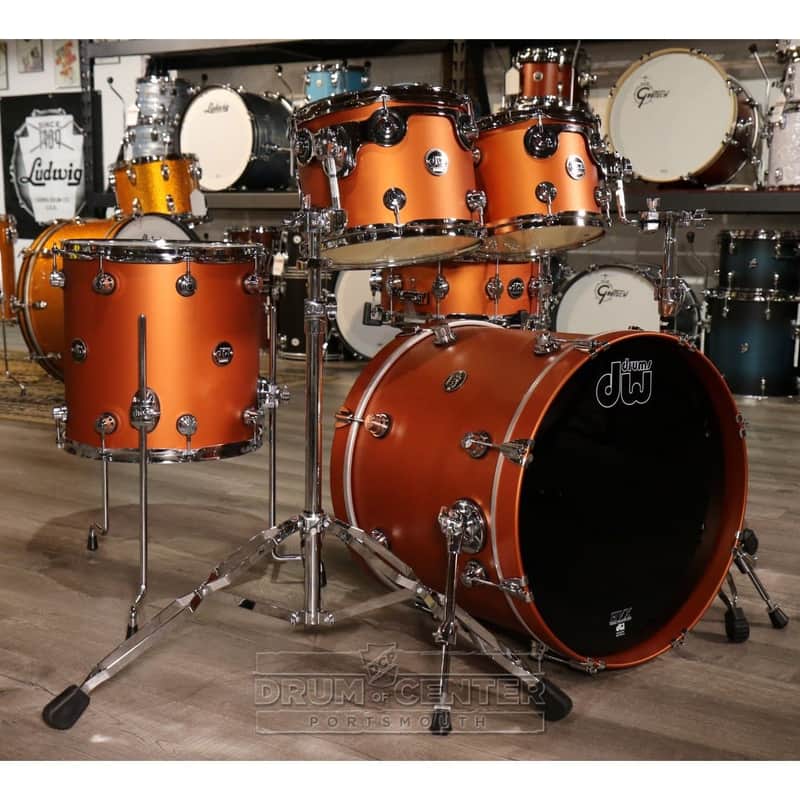 DW Performance 5pc Drum Set 20/10/12/14/14 Hard Satin American Rust image 1
