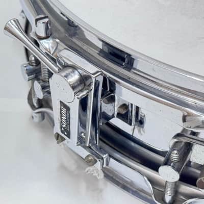 VINTAGE SONOR Phonic Series D420 Ferromanganese Steel Snare Drum 14"x4" Steel image 3