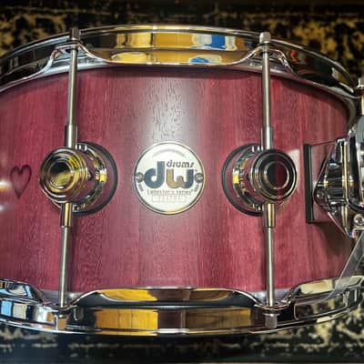 Mint DW 6.5" x 14" Collector's Series Pure PurpleHeart Shell Snare Drum - Natural Satin Oil w/ Chrome Hardware image 1