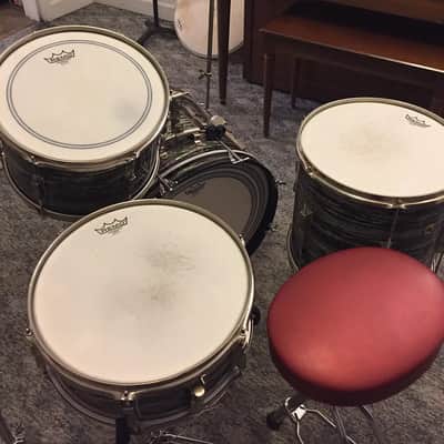 1966 Ludwig Black Oyster Pearl Club Date Drum Kit - w/matching Snare Drum RINGO! image 4