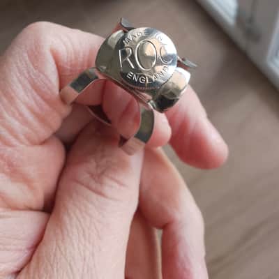 Rare ROC made in England nickel plated cap & ligature for tenor saxophone mouthpiece. image 2