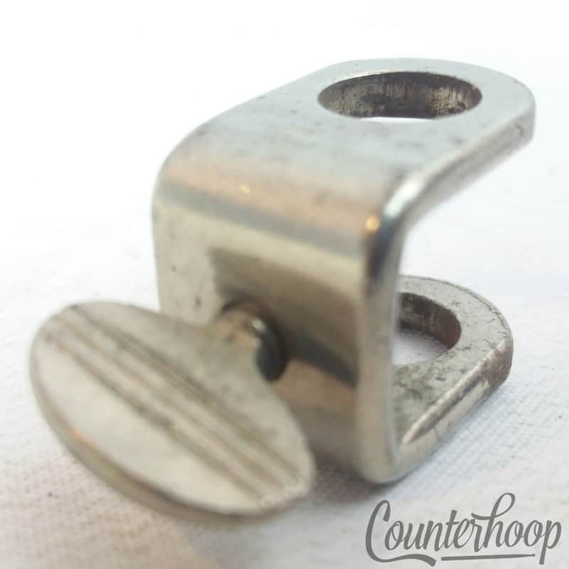 Leedy&Ludwig Cowbell 3/8" Mounting Bracket Clamp Wing-Screw Mount Nickel Vintage image 1