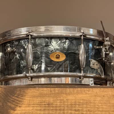 1950's Slingerland 5.5x14 Gene Krupa Radio King Black Diamond Pearl Snare Drum Solid Shell image 17