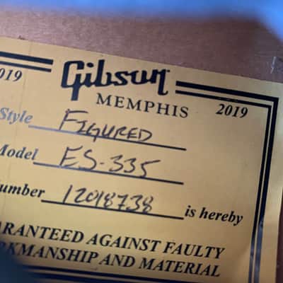 Gibson USA Memphis ES-335 2018 Limited Edition Figured Blueberry Burst Fade w/ OHSC & Docs image 11