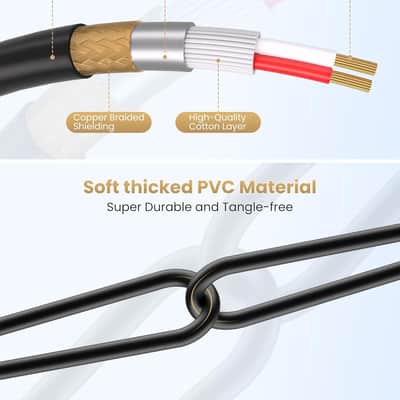 Female XLR to 1/4 (6.35mm) TS Mono Jack Unbalanced Microphone Cable Mic Cord for Dynamic Microphone - 6.6 FT/2 Meters image 3
