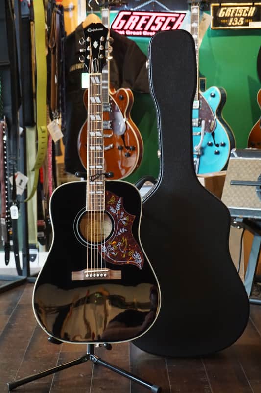 2019 Epiphone Hummingbird Pro EB Ebony Mahogany Acoustic Electric
