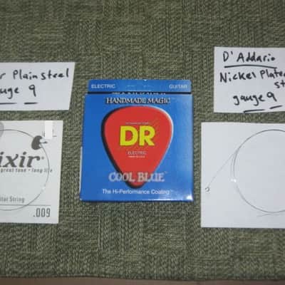 ONE SET new in packaging (old stock) DR CBE-9 (9-42) COOL BLUE electric guitar strings (9, 11, 16, 24,32, 42) "The High Performance Coating" Blue coated electric guitar strings on a hexagonal core + 2 extra gauge 9 strings (1 Elixir & 1 D'Addario) image 2