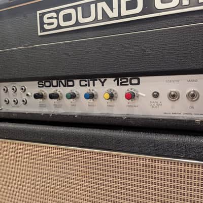 early 70s Sound City B-120 Vintage Guitar Amplifier with Matching Cabinet image 3