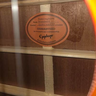 Epiphone Hummingbird Standard Acoustic Cherry Sunburst W/bag image 6