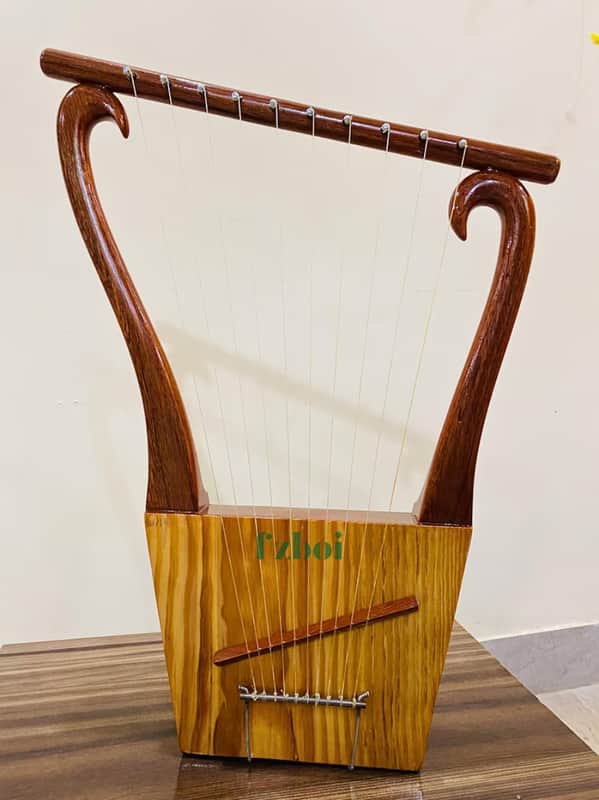 King David Lyre Harp: 10-String Mahogany Finish, Handmade image 1