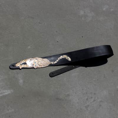 Burny Black custom guitar strap _ snow leopard black made to order - oil image 6