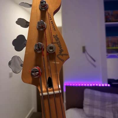 Fender Player Jaguar Bass with Maple Fretboard, custom Tortoise pick-guard and flat-wound strings image 5