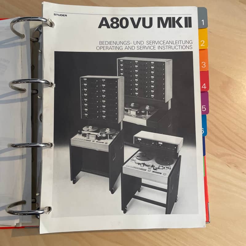 Original Studer A80 VU MkII Service Manual image 1