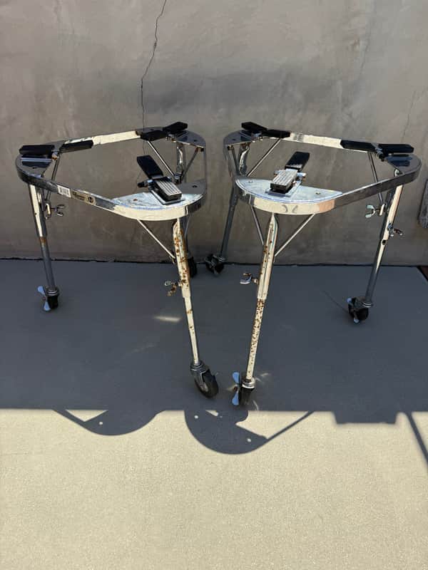 LP636 Collapsible Conga Cradle Stands w/ Legs and Wheels Chrome imagen 1