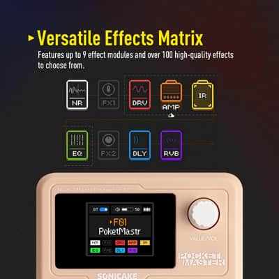 SONICAKE Pocket Master-Portable Multi Effects Pedal, 100+ Built-in Guitar/Bass/Acoustic Effects - Pink (Price includes the import duty to US buyer) image 5