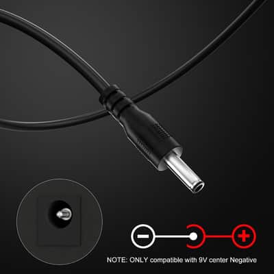 9V Guitar Pedal Power Supply | DC Center Negative Adapter with 5.9ft Cable for Compatible Effects Pedals image 4