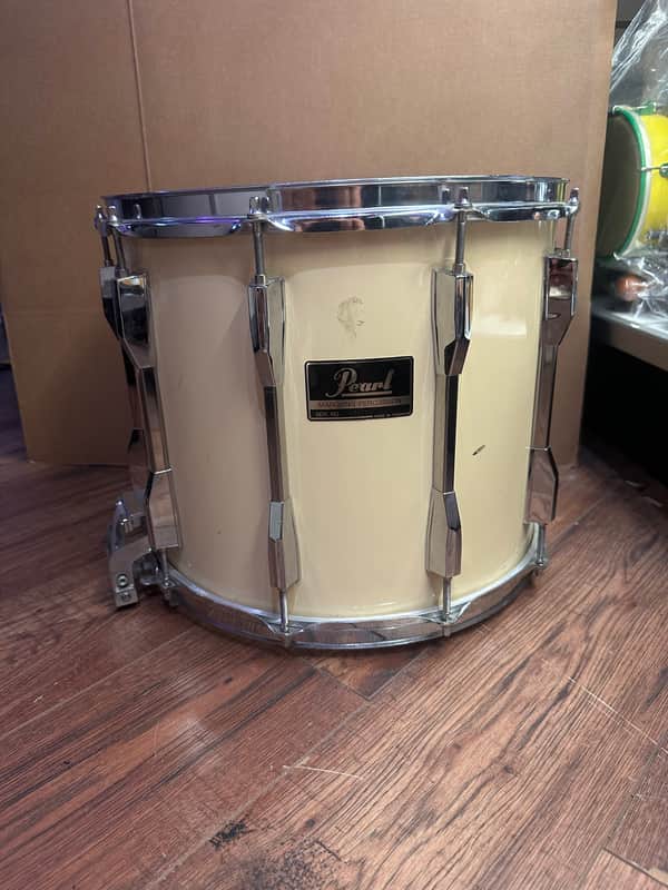 Pearl Marching Percussion 13.5x12 Marching Snare Drum White w/ Sling - Made in Taiwan image 1