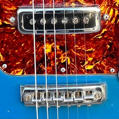 Vintage 1960s Kingston Kawai Teisco Swinga Style~S1T Hound Dog Offset Dbl Cutaway Guitar Ocean Blue All Original! ** SEE VIDEO** image 11